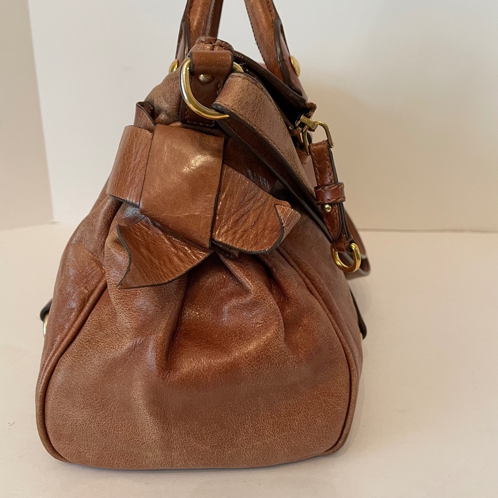Miu Miu Cognac Brown Leather Duffel Shoulder Bag with Gold Hardware - Picture 4 of 16